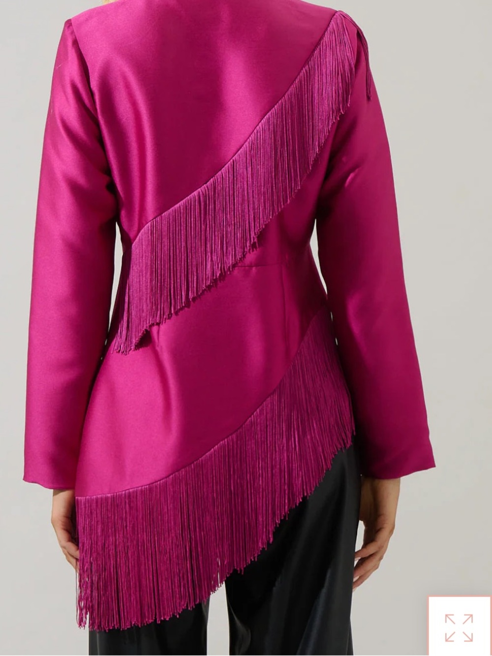 Sugarlips Fuchsia Fringe Satin Blazer - Picture 12 of 14